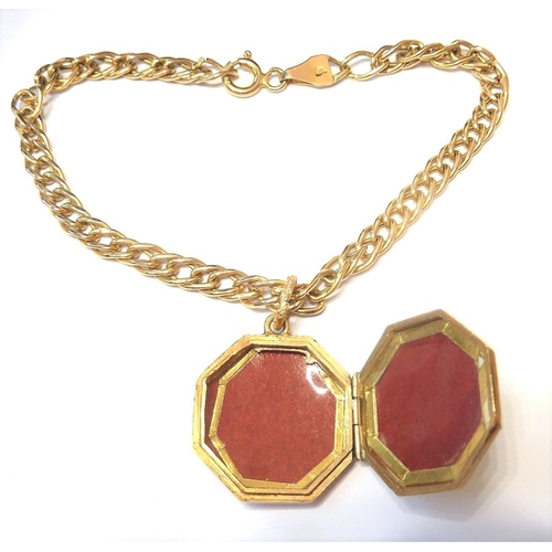 208 - A 9-carat gold bracelet together with a rose-gold photo locket
 (The cost of UK postage via Royal Ma... 