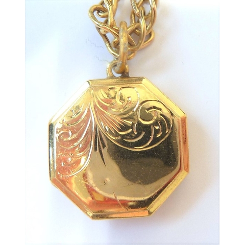 208 - A 9-carat gold bracelet together with a rose-gold photo locket
 (The cost of UK postage via Royal Ma... 