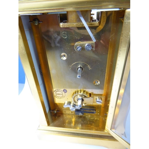 224 - A fine and modern gilt-metal Halcyon Days carriage clock timepiece in the 19th century style (20th c... 