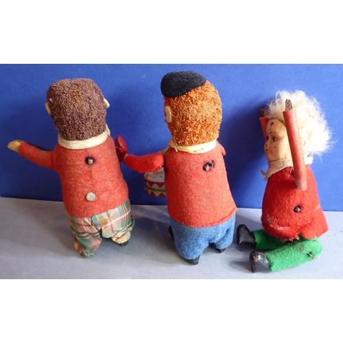 227 - Two clockwork musicians by Schuco (Germany) to include a fiddle player and a drummer, together with ... 