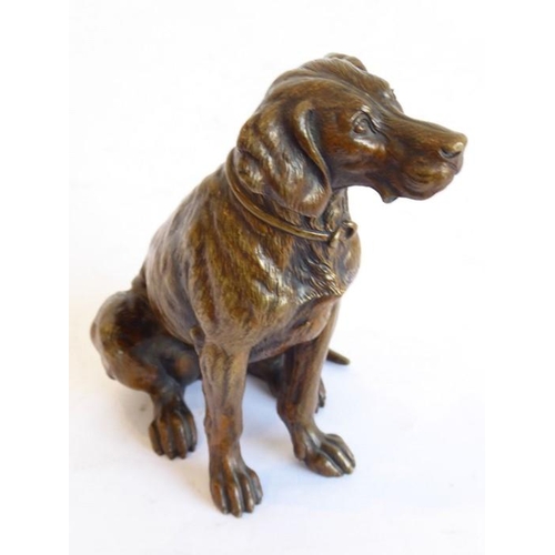 123 - Franz Bergmann (1861-1936), a very fine patinated bronze model of a seated hound (possibly a Weimara... 