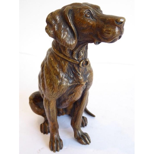 123 - Franz Bergmann (1861-1936), a very fine patinated bronze model of a seated hound (possibly a Weimara... 