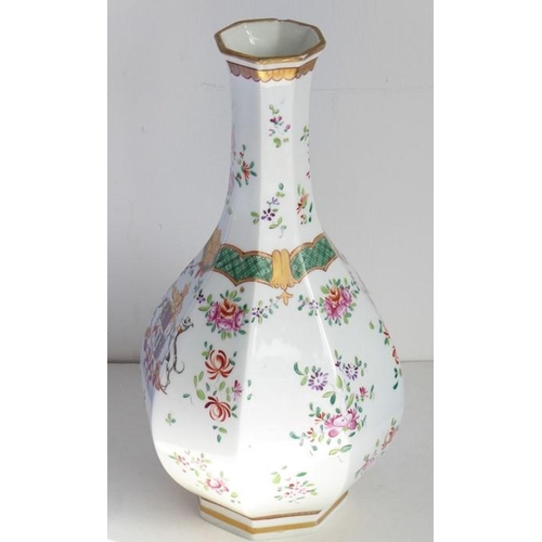 15 - A 19th century Samson porcelain octagonal baluster-shaped vase; delicately hand-gilded and decorated... 