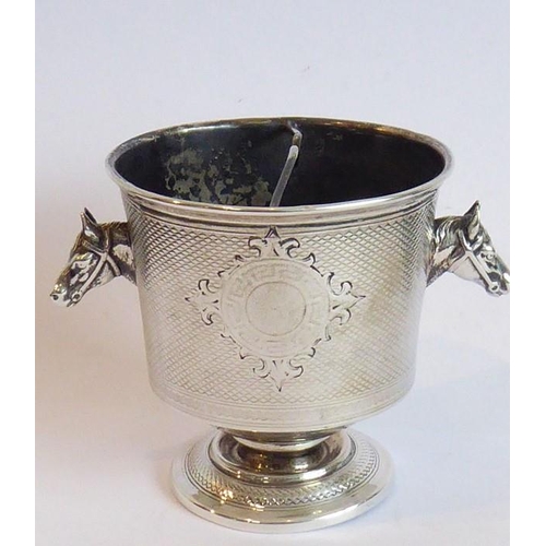 151 - An interesting 19th century Continental silver vase/container of diminutive proportions; tow opposin... 