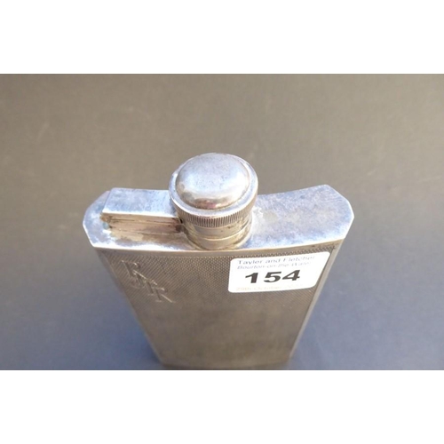 154 - A hallmarked silver kidney-shaped flask loosely styled on a car radiator, initialled 'RJTR', 6-ounce... 