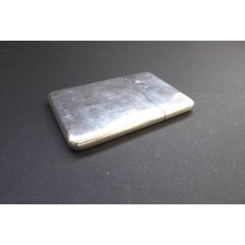 168 - A hallmarked card case of rectangular form with rounded corners, initial engraved 'J', marks rubbed,... 