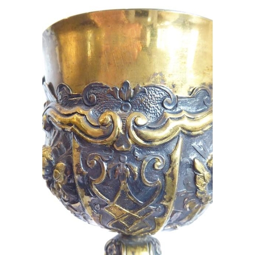 194 - A gilt-metal (probably silver gilt) Renaissance style goblet; probably 17th/18th century, the bowl w... 