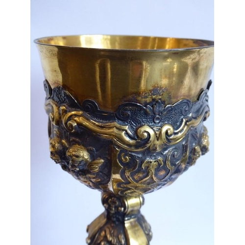 194 - A gilt-metal (probably silver gilt) Renaissance style goblet; probably 17th/18th century, the bowl w... 