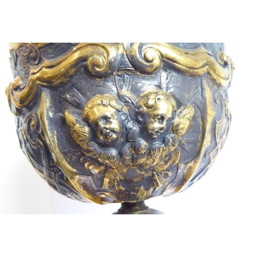 194 - A gilt-metal (probably silver gilt) Renaissance style goblet; probably 17th/18th century, the bowl w... 