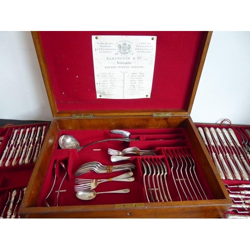 206 - A 19th century oak-cased three-tier silver plated flatware/cutlery service by Elkington & Co (origin... 