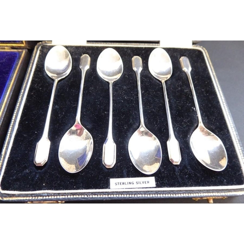 209 - A set of six hallmarked silver coffee spoons together with a set of six late 19th/early 20th century... 