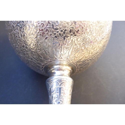 228 - A large 19th century ecclesiastical-style silver-plated chalice, the top border with a running guill... 