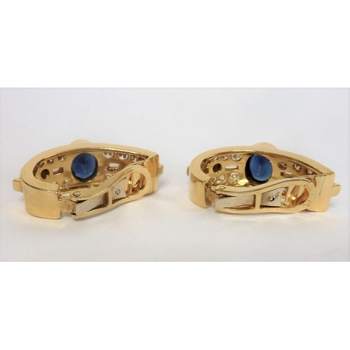 254 - A fine quality large pair of 18-carat gold, sapphire and diamond earrings (The cost of UK postage vi... 