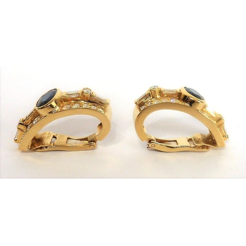 254 - A fine quality large pair of 18-carat gold, sapphire and diamond earrings (The cost of UK postage vi... 