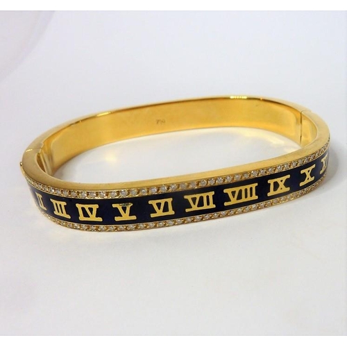 273 - A fine quality heavy 18-carat gold, enamel and diamond set bangle set with over 100 diamonds (The co... 