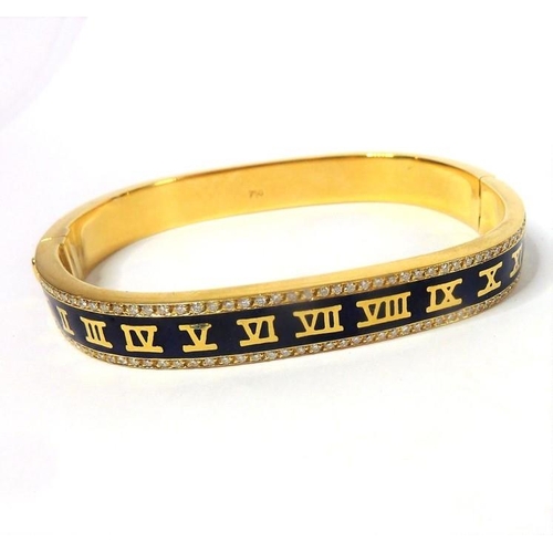 273 - A fine quality heavy 18-carat gold, enamel and diamond set bangle set with over 100 diamonds (The co... 