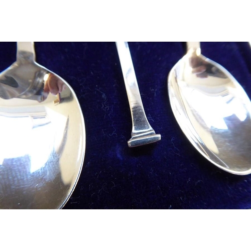 303 - A cased set of six hallmarked silver coffee spoons by Mappin & Webb Ltd together with a similar set ... 