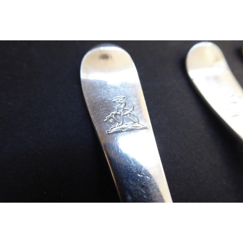 303 - A cased set of six hallmarked silver coffee spoons by Mappin & Webb Ltd together with a similar set ... 