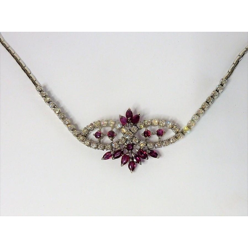 307 - A fine quality white-gold, ruby and diamond necklace   (The cost of UK postage via Royal Mail Specia... 