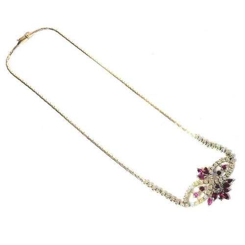 307 - A fine quality white-gold, ruby and diamond necklace   (The cost of UK postage via Royal Mail Specia... 