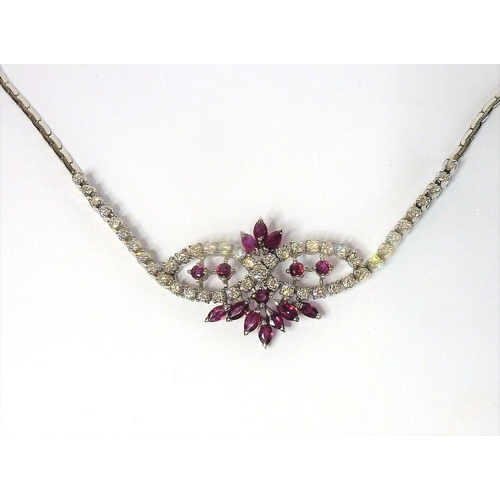 307 - A fine quality white-gold, ruby and diamond necklace   (The cost of UK postage via Royal Mail Specia... 