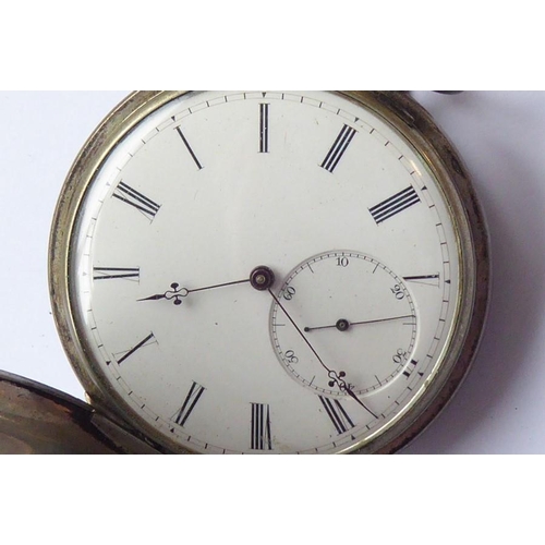 390 - A gentleman's late 19th/early 20th century full hunter pocket watch; the front case with engine turn... 