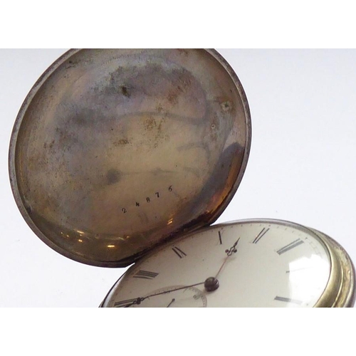 390 - A gentleman's late 19th/early 20th century full hunter pocket watch; the front case with engine turn... 