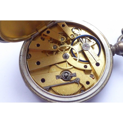 390 - A gentleman's late 19th/early 20th century full hunter pocket watch; the front case with engine turn... 