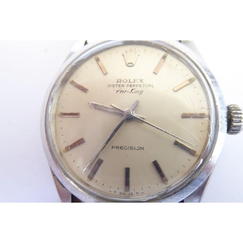 393 - A gentleman's steel-cased Rolex Oyster Perpetual Air-King Precision wristwatch; silver dial with bat... 