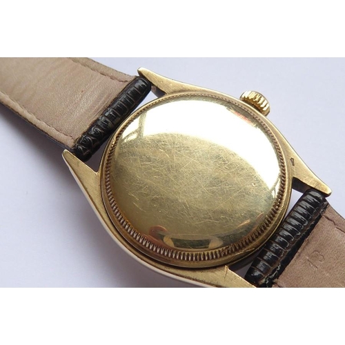 395 - A gentleman's 9-carat yellow-gold cased Rolex Oyster Perpetual wristwatch; the dial signed Rolex Oys... 