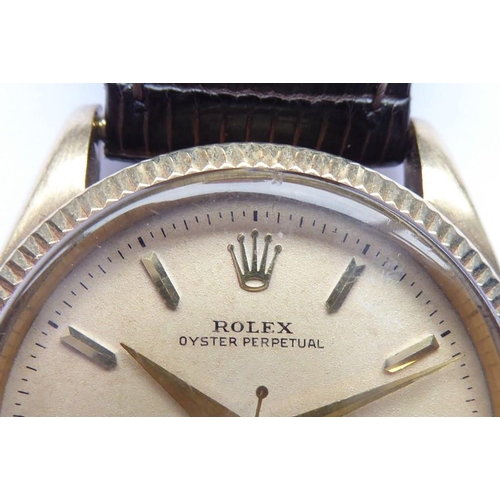 395 - A gentleman's 9-carat yellow-gold cased Rolex Oyster Perpetual wristwatch; the dial signed Rolex Oys... 