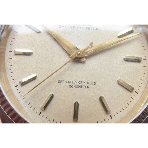 395 - A gentleman's 9-carat yellow-gold cased Rolex Oyster Perpetual wristwatch; the dial signed Rolex Oys... 