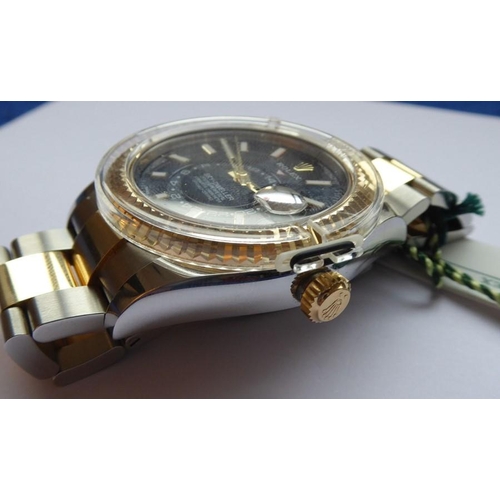 398 - A gentleman's Rolex Oyster Perpetual bi-metal Sky-Dweller (model 326933, Rollasor), purchased new in... 