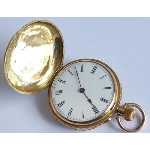 403 - A lady's late 19th/early 20th century 18-carat yellow-gold cased (marked 18K) full Hunter pocket wat... 