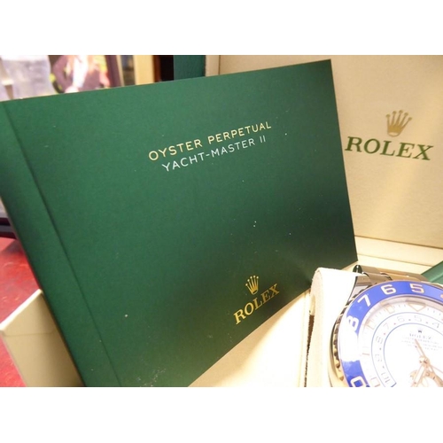 408 - A Rolex Oyster Perpetual bi-metal Yacht-master II wristwatch; rose-gold and steel and with white dia... 