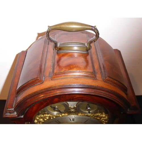 410 - A fine 18th century figured mahogany cased eight-day repeating bracket clock; the broken-arch dial h... 