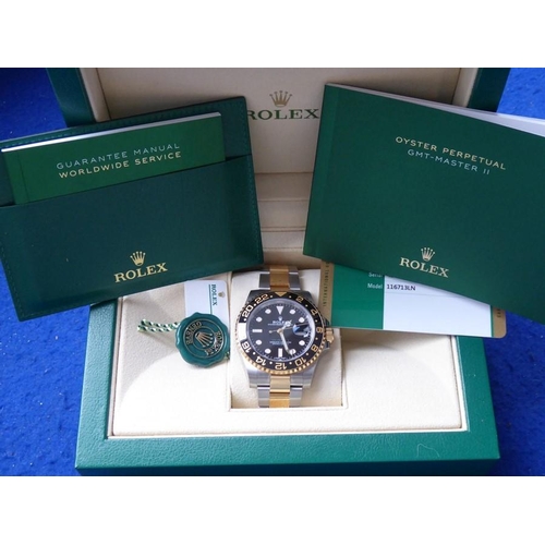 416 - A  gentleman's Rolex bi-metal GMT Master II Oyster Perpetual Date: originally purchased February 201... 