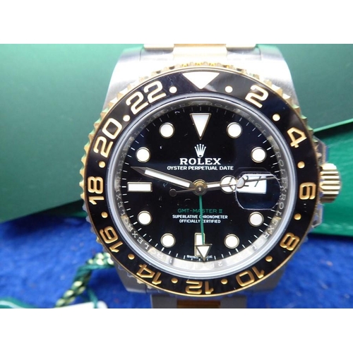 416 - A  gentleman's Rolex bi-metal GMT Master II Oyster Perpetual Date: originally purchased February 201... 