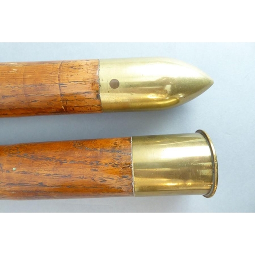 447 - A very rare pair of wood-and-brass 40mm Vickers S Class machine gun drill rounds (the accurate and h... 