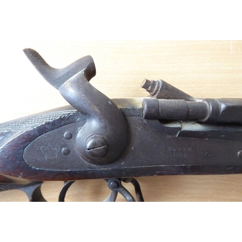 452 - A Tower 1869 Enfield breech loading .577 percussion rifle; Snider conversion from flintlock musket, ... 