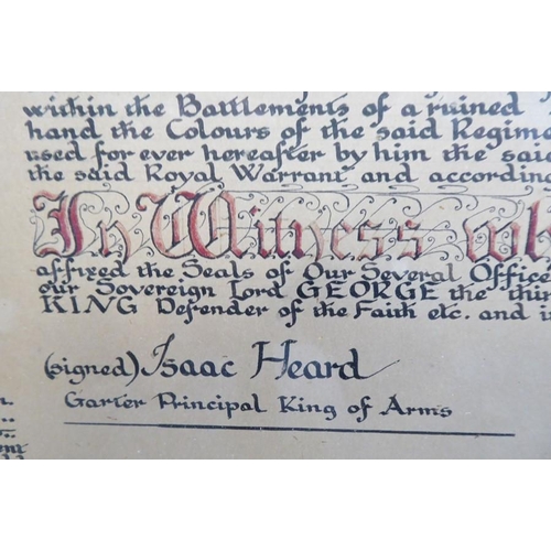 454 - A copy of the Grant of Arms to Lt.-Col. Edward Miles by authority of the Prince Regent, the Garter P... 