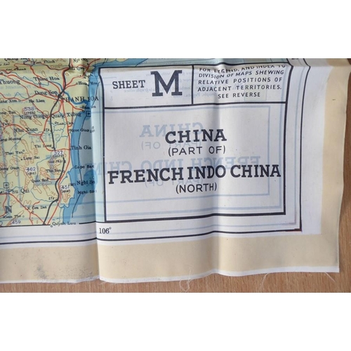 458 - Two British military issue silk escape and evasion maps: sheets 44L and 44M showing China and French... 