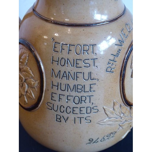 46 - A late 19th century Doulton Lambeth stone ware jug of political interest 'Leeds Election 1880', the ... 