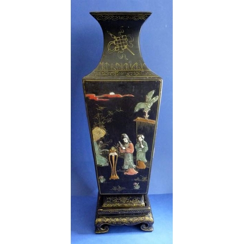 468 - A Chinese vase and stand inlaid with hardstones and bamboo (45cm high), together with a 19th century... 