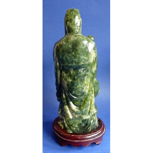 472 - A Feng Tian green jade god Fuxing (29cm high)