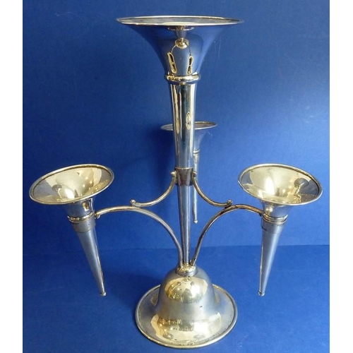 478 - A Birmingham silver epergne and two Asprey & Co. horn beakers (3)