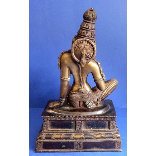 491 - A Tamil Nadu Southern India cast-bronze Parvathi figure in Bogashakti form, seated on a stepped lacq... 