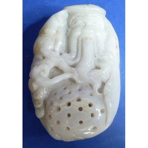 493 - Three Asian hardstone pebble carvings, Zhong Kui, Fish Hawk and jadeite Fisherman (3)