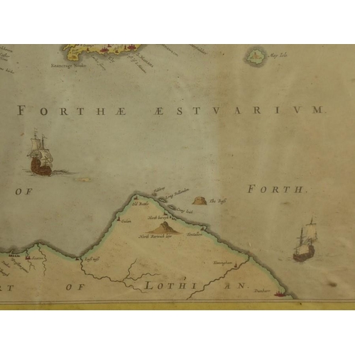 506 - A framed and glazed hand-coloured map engraving FifAE Vicecomitatvs (the Sherifdome of Fife) probabl... 