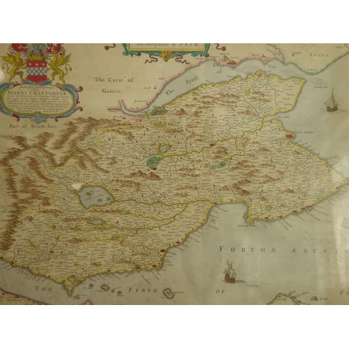 506 - A framed and glazed hand-coloured map engraving FifAE Vicecomitatvs (the Sherifdome of Fife) probabl... 